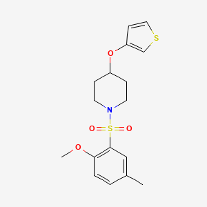 molecular formula C17H21NO4S2 B2698132 1-(2-Methoxy-5-methylbenzenesulfonyl)-4-(thiophen-3-yloxy)piperidine CAS No. 2097857-11-7