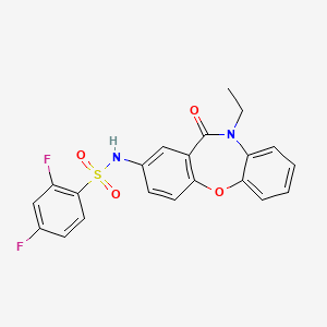 molecular formula C21H16F2N2O4S B2698143 N-(10-ethyl-11-oxo-10,11-dihydrodibenzo[b,f][1,4]oxazepin-2-yl)-2,4-difluorobenzenesulfonamide CAS No. 922010-80-8