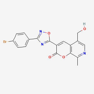 molecular formula C18H12BrN3O4 B2698144 3-(3-(4-bromophenyl)-1,2,4-oxadiazol-5-yl)-5-(hydroxymethyl)-8-methyl-2H-pyrano[2,3-c]pyridin-2-one CAS No. 1216394-30-7