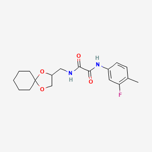 molecular formula C18H23FN2O4 B2698145 N1-(1,4-dioxaspiro[4.5]decan-2-ylmethyl)-N2-(3-fluoro-4-methylphenyl)oxalamide CAS No. 899730-75-7