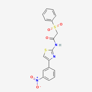 molecular formula C17H13N3O5S2 B2698148 N-(4-(3-nitrophenyl)thiazol-2-yl)-2-(phenylsulfonyl)acetamide CAS No. 895455-91-1