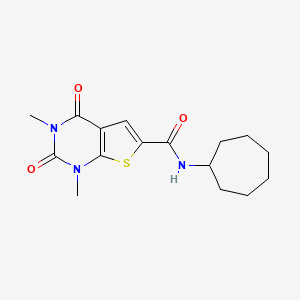 molecular formula C16H21N3O3S B2698156 N-cycloheptyl-1,3-dimethyl-2,4-dioxo-1,2,3,4-tetrahydrothieno[2,3-d]pyrimidine-6-carboxamide CAS No. 946206-74-2