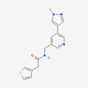 molecular formula C16H16N4OS B2698160 N-((5-(1-methyl-1H-pyrazol-4-yl)pyridin-3-yl)methyl)-2-(thiophen-3-yl)acetamide CAS No. 2034230-98-1