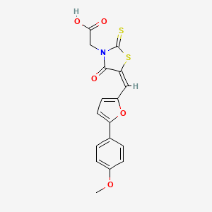 molecular formula C17H13NO5S2 B2698174 (E)-2-(5-((5-(4-methoxyphenyl)furan-2-yl)methylene)-4-oxo-2-thioxothiazolidin-3-yl)acetic acid CAS No. 630090-20-9