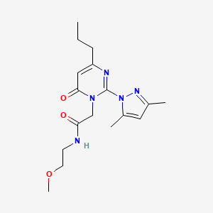 molecular formula C17H25N5O3 B2698181 2-(2-(3,5-dimethyl-1H-pyrazol-1-yl)-6-oxo-4-propylpyrimidin-1(6H)-yl)-N-(2-methoxyethyl)acetamide CAS No. 1002043-69-7