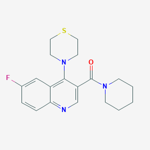 molecular formula C19H22FN3OS B2698189 [6-Fluoro-4-(thiomorpholin-4-yl)quinolin-3-yl](piperidin-1-yl)methanone CAS No. 1326895-90-2