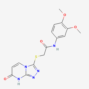 molecular formula C15H15N5O4S B2698190 N-(3,4-dimethoxyphenyl)-2-((7-oxo-7,8-dihydro-[1,2,4]triazolo[4,3-a]pyrimidin-3-yl)thio)acetamide CAS No. 877638-16-9