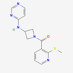 molecular formula C14H15N5OS B2698191 (2-(Methylthio)pyridin-3-yl)(3-(pyrimidin-4-ylamino)azetidin-1-yl)methanone CAS No. 2320662-98-2