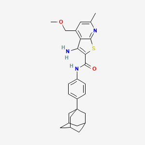 molecular formula C27H31N3O2S B2698192 3-氨基-4-(甲氧基甲基)-6-甲基-N-[4-(三环[3.3.1.1~3,7~]癸-1-基)苯基]噻吩并[2,3-b]吡啶-2-基-甲酰胺 CAS No. 925079-36-3