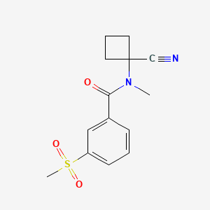 molecular formula C14H16N2O3S B2698193 N-(1-cyanocyclobutyl)-3-methanesulfonyl-N-methylbenzamide CAS No. 1258746-92-7