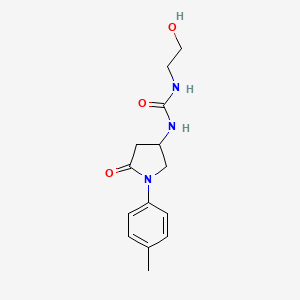 molecular formula C14H19N3O3 B2698197 1-(2-Hydroxyethyl)-3-(5-oxo-1-(p-tolyl)pyrrolidin-3-yl)urea CAS No. 894016-11-6