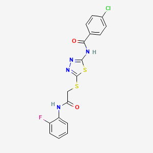 4-chloro-N-(5-((2-((2-fluorophenyl)amino)-2-oxoethyl)thio)-1,3,4-thiadiazol-2-yl)benzamide