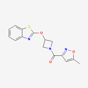 molecular formula C15H13N3O3S B2698210 (3-(苯并[d]噻二唑-2-基氧基)吖唑啉-1-基)(5-甲基异噁唑-3-基)甲酮 CAS No. 1421480-96-7