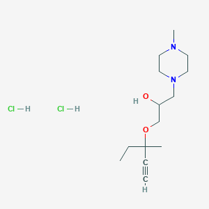 molecular formula C14H28Cl2N2O2 B2698213 1-((3-甲基戊-1-炔基氧基)-3-(4-甲基哌嗪-1-基)丙醇二盐酸盐 CAS No. 1185573-20-9