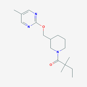 molecular formula C17H27N3O2 B2698214 2,2-Dimethyl-1-[3-[(5-methylpyrimidin-2-yl)oxymethyl]piperidin-1-yl]butan-1-one CAS No. 2379949-27-4