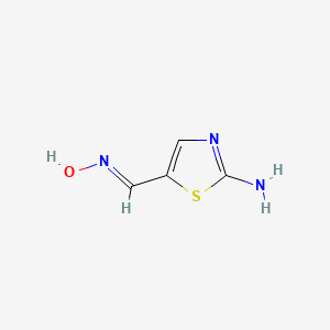 molecular formula C4H5N3OS B2698217 5-[(Hydroxyimino)methyl]-1,3-thiazol-2-amine CAS No. 51640-50-7