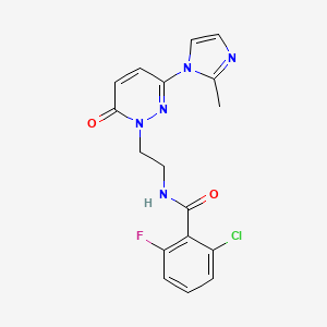 molecular formula C17H15ClFN5O2 B2698221 2-chloro-6-fluoro-N-(2-(3-(2-methyl-1H-imidazol-1-yl)-6-oxopyridazin-1(6H)-yl)ethyl)benzamide CAS No. 1351602-91-9