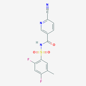 molecular formula C14H9F2N3O3S B2698235 6-cyano-N-(2,4-difluoro-5-methylbenzenesulfonyl)pyridine-3-carboxamide CAS No. 1808529-80-7