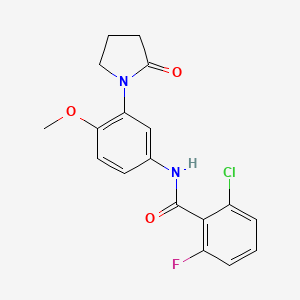 molecular formula C18H16ClFN2O3 B2698262 2-氯-6-氟-N-(4-甲氧基-3-(2-氧代吡咯烷-1-基)苯基)苯甲酰胺 CAS No. 941993-89-1