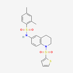 molecular formula C21H22N2O4S3 B2698269 2,4-dimethyl-N-[1-(2-thienylsulfonyl)-1,2,3,4-tetrahydroquinolin-6-yl]benzenesulfonamide CAS No. 1005294-05-2