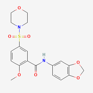 molecular formula C19H20N2O7S B2698277 N-(1,3-benzodioxol-5-yl)-2-methoxy-5-morpholin-4-ylsulfonylbenzamide CAS No. 496777-46-9