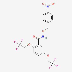 molecular formula C18H14F6N2O6 B2698278 N-[(4-硝基苯基)甲氧基]-2,5-双(2,2,2-三氟乙氧基)苯甲酰胺 CAS No. 320418-40-4