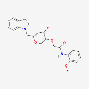 2-((6-(indolin-1-ylmethyl)-4-oxo-4H-pyran-3-yl)oxy)-N-(2-methoxyphenyl)acetamide