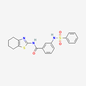molecular formula C20H19N3O3S2 B2698290 3-(benzenesulfonamido)-N-(4,5,6,7-tetrahydro-1,3-benzothiazol-2-yl)benzamide CAS No. 898440-71-6