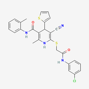 6-((2-((3-chlorophenyl)amino)-2-oxoethyl)thio)-5-cyano-2-methyl-4-(thiophen-2-yl)-N-(o-tolyl)-1,4-dihydropyridine-3-carboxamide