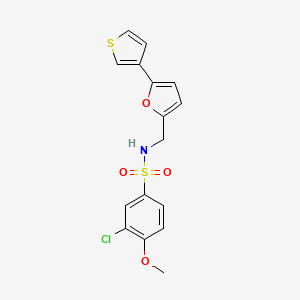 molecular formula C16H14ClNO4S2 B2698303 3-chloro-4-methoxy-N-((5-(thiophen-3-yl)furan-2-yl)methyl)benzenesulfonamide CAS No. 2034565-37-0