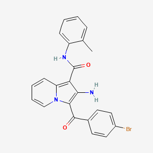molecular formula C23H18BrN3O2 B2698313 2-amino-3-(4-bromobenzoyl)-N-(o-tolyl)indolizine-1-carboxamide CAS No. 898416-97-2