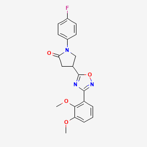 molecular formula C20H18FN3O4 B2698320 4-[3-(2,3-Dimethoxyphenyl)-1,2,4-oxadiazol-5-yl]-1-(4-fluorophenyl)-2-pyrrolidinone CAS No. 941962-50-1