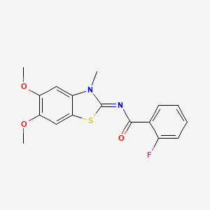 molecular formula C17H15FN2O3S B2698323 N-(5,6-二甲氧基-3-甲基-1,3-苯并噻唑-2-基亚甲基)-2-氟苯甲酰胺 CAS No. 895438-47-8
