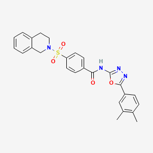 molecular formula C26H24N4O4S B2698327 4-((3,4-dihydroisoquinolin-2(1H)-yl)sulfonyl)-N-(5-(3,4-dimethylphenyl)-1,3,4-oxadiazol-2-yl)benzamide CAS No. 899734-53-3