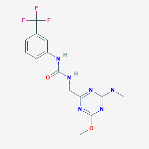 molecular formula C15H17F3N6O2 B2698328 1-((4-(二甲胺基)-6-甲氧基-1,3,5-噻唑-2-基)甲基)-3-(3-(三氟甲基)苯基)脲 CAS No. 2034358-74-0