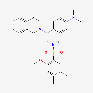 molecular formula C28H35N3O3S B2698329 N-(2-(3,4-dihydroisoquinolin-2(1H)-yl)-2-(4-(dimethylamino)phenyl)ethyl)-2-methoxy-4,5-dimethylbenzenesulfonamide CAS No. 946367-03-9
