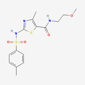 molecular formula C15H19N3O4S2 B2698344 N-(2-methoxyethyl)-4-methyl-2-(4-methylphenylsulfonamido)thiazole-5-carboxamide CAS No. 942004-14-0