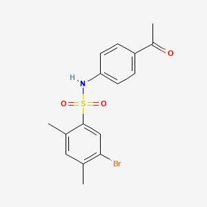 molecular formula C16H16BrNO3S B2698348 N-(4-acetylphenyl)-5-bromo-2,4-dimethylbenzene-1-sulfonamide CAS No. 2361769-12-0