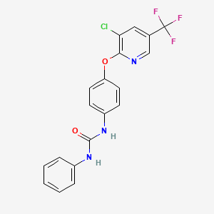 molecular formula C19H13ClF3N3O2 B2698353 1-[4-[3-Chloro-5-(trifluoromethyl)pyridin-2-yl]oxyphenyl]-3-phenylurea CAS No. 1022362-62-4