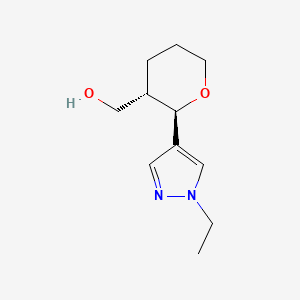 molecular formula C11H18N2O2 B2698354 rac-[(2R,3S)-2-(1-ethyl-1H-pyrazol-4-yl)oxan-3-yl]methanol, trans CAS No. 1989638-04-1