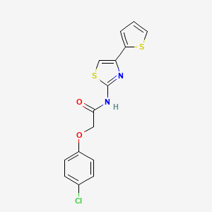 molecular formula C15H11ClN2O2S2 B2698359 2-(4-氯苯氧基)-N-(4-(噻吩-2-基)噻唑-2-基)乙酰胺 CAS No. 330201-62-2