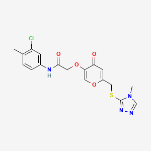 molecular formula C18H17ClN4O4S B2698360 N-(3-chloro-4-methylphenyl)-2-((6-(((4-methyl-4H-1,2,4-triazol-3-yl)thio)methyl)-4-oxo-4H-pyran-3-yl)oxy)acetamide CAS No. 899984-61-3