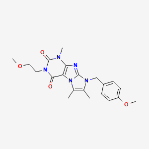 molecular formula C21H25N5O4 B2698369 2-(2-Methoxyethyl)-6-[(4-methoxyphenyl)methyl]-4,7,8-trimethylpurino[7,8-a]imidazole-1,3-dione CAS No. 876902-54-4