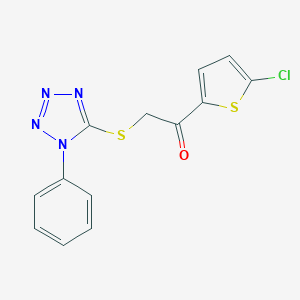 molecular formula C13H9ClN4OS2 B269837 1-(5-chloro-2-thienyl)-2-[(1-phenyl-1H-tetraazol-5-yl)sulfanyl]ethanone 