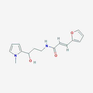molecular formula C15H18N2O3 B2698370 (E)-3-(呋喃-2-基)-N-(3-羟基-3-(1-甲基-1H-吡咯-2-基)丙基)丙烯酰胺 CAS No. 2035003-47-3