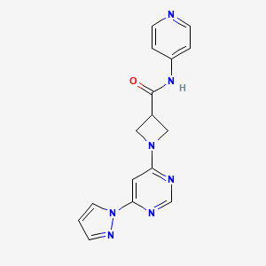 molecular formula C16H15N7O B2698372 1-(6-(1H-pyrazol-1-yl)pyrimidin-4-yl)-N-(pyridin-4-yl)azetidine-3-carboxamide CAS No. 2034581-04-7