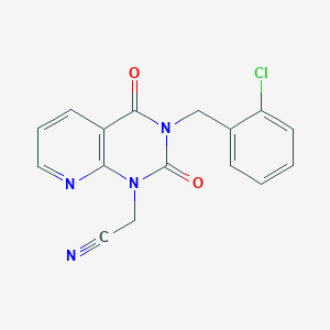 molecular formula C16H11ClN4O2 B2698382 2-{3-[(2-chlorophenyl)methyl]-2,4-dioxo-1H,2H,3H,4H-pyrido[2,3-d]pyrimidin-1-yl}acetonitrile CAS No. 902964-20-9