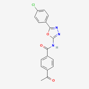 molecular formula C17H12ClN3O3 B2698384 4-acetyl-N-[5-(4-chlorophenyl)-1,3,4-oxadiazol-2-yl]benzamide CAS No. 865287-08-7