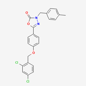 molecular formula C23H18Cl2N2O3 B2698392 5-{4-[(2,4-dichlorobenzyl)oxy]phenyl}-3-(4-methylbenzyl)-1,3,4-oxadiazol-2(3H)-one CAS No. 866152-90-1