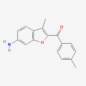 molecular formula C17H15NO2 B2698395 (6-Amino-3-methyl-1-benzofuran-2-yl)(4-methylphenyl)methanone CAS No. 174344-23-1